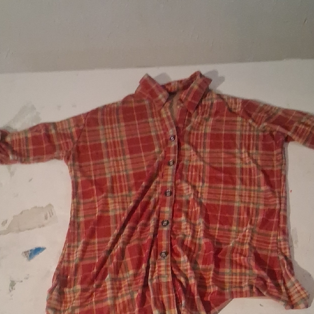 Stylish Red & Yellow Plaid Kids Button Down Shirt - Picture 2 of 5